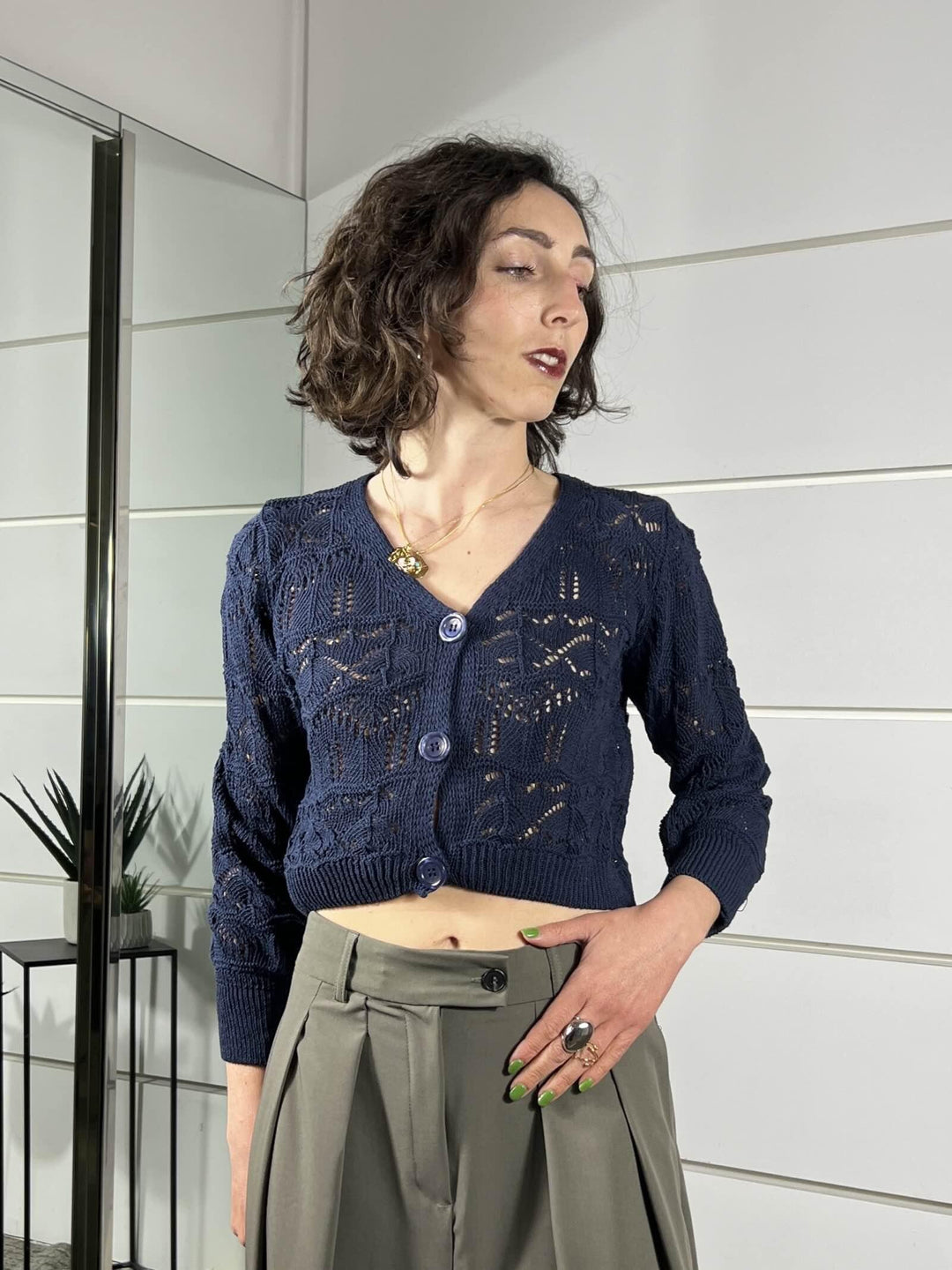 cardigan crop scollo a v blu 26217BLU SUSY MIX