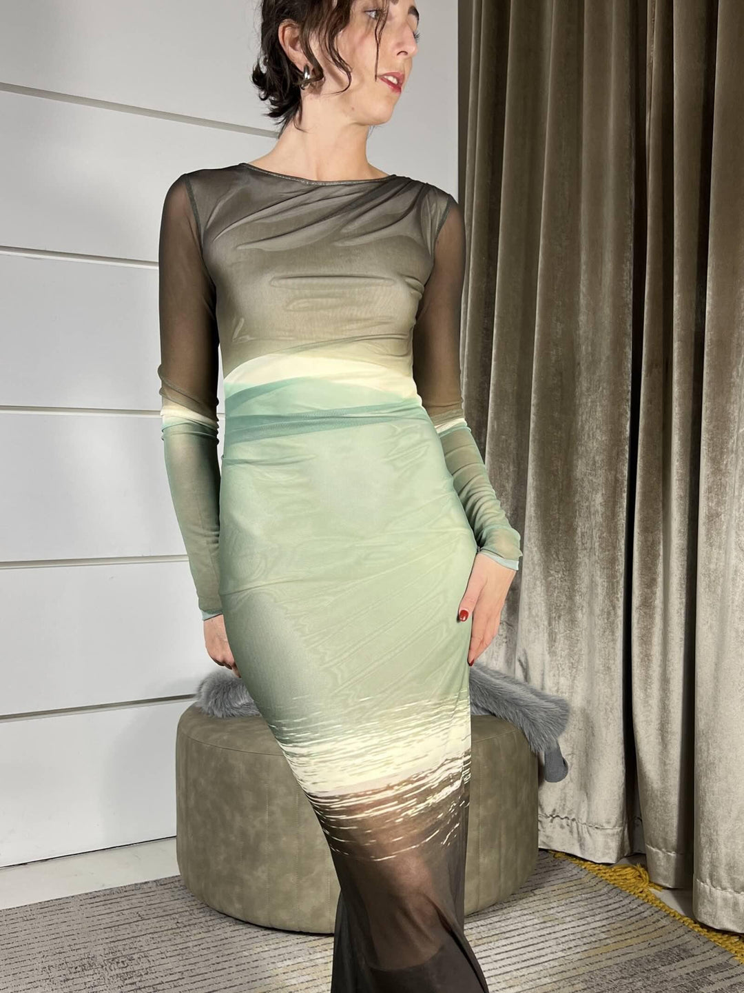 ABITO DEGRADE IN TULLE VERDE 8A1578J324FM43 PATRIZIA PEPE PREVIEW