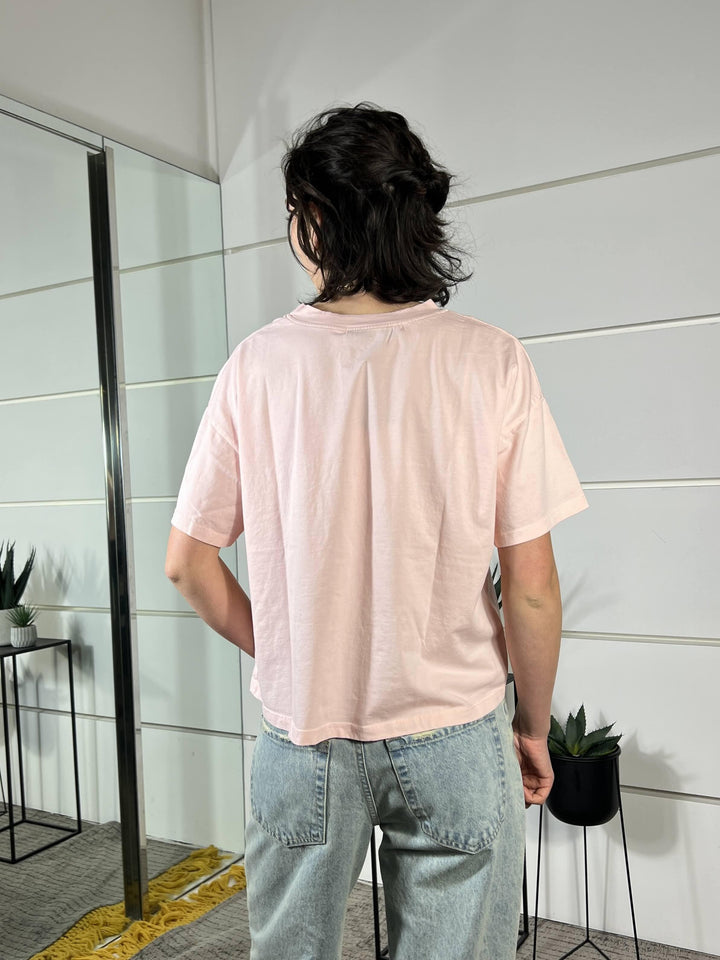 t-shirt over girocollo manica corta pink MJS-Q017PINK HAVE ONE