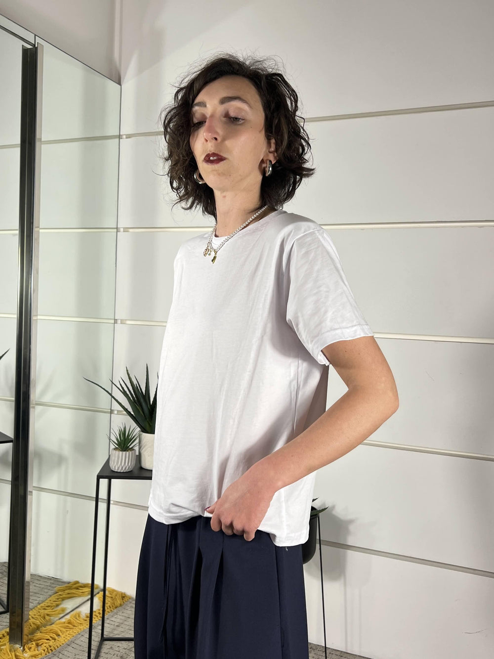 t-shirt girocollo con spalline manica corta bianca TS26SGI40BIANCO TWO WAY