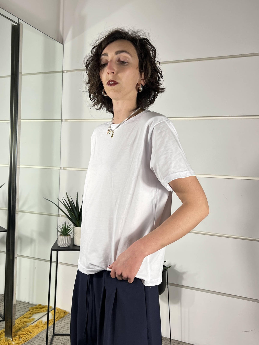 t-shirt girocollo con spalline manica corta bianca TS26SGI40BIANCO TWO WAY