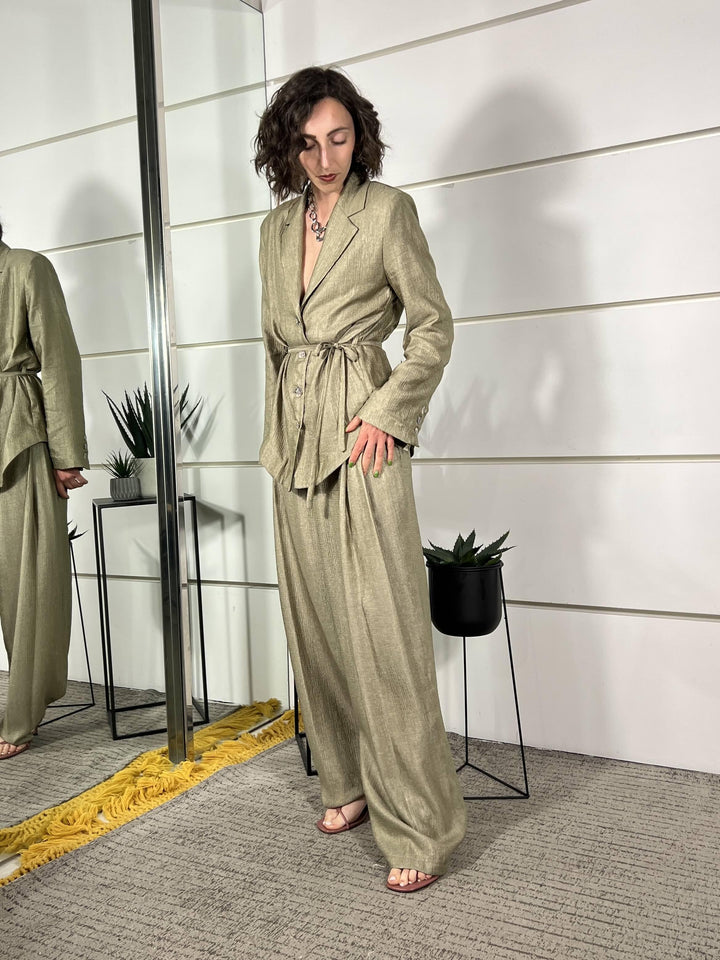 pantalone a palazzo laminato salvia V02A0194SALVIA PHILIA LOFT
