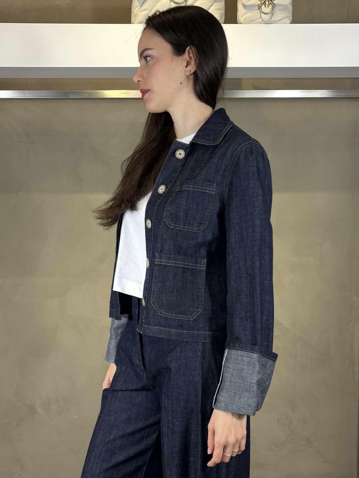 Giubbotto cropped denim scuro G019CUMG065 MANILA GRACE
