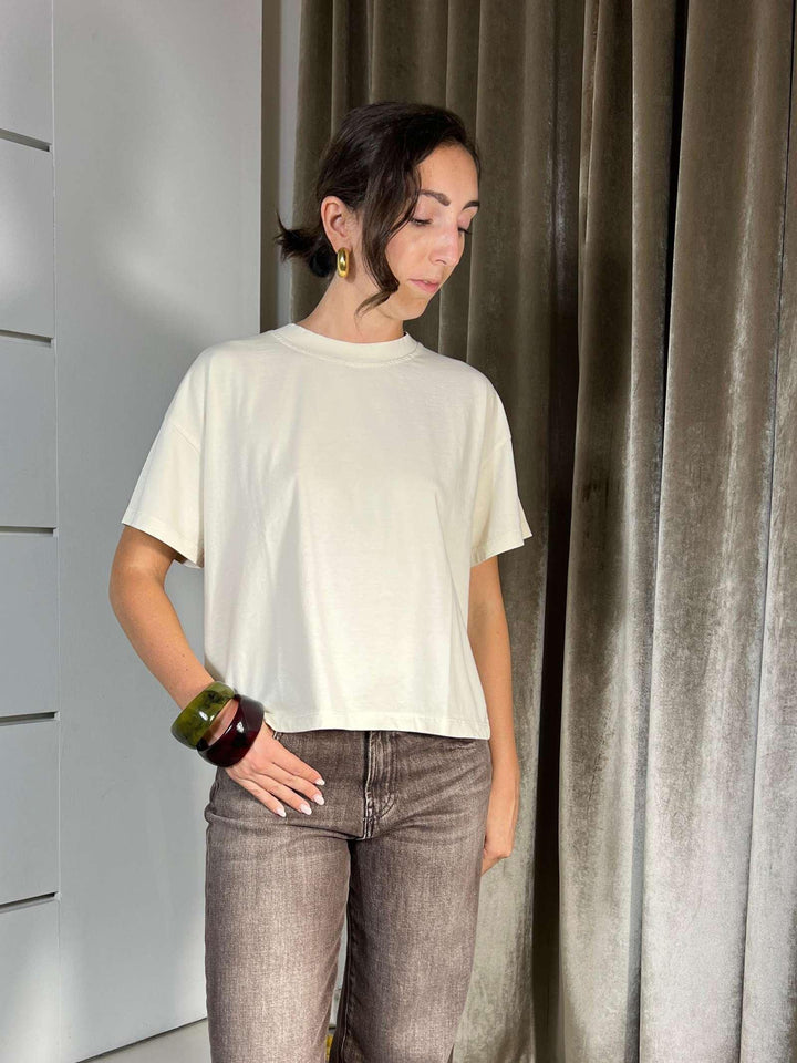 T-SHIRT BURRO GIROCOLLO A SCATOLA MJS-P127BURRO HAVE ONE