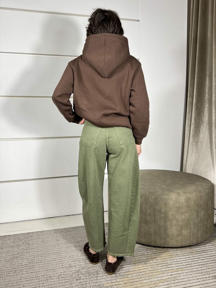 pantalone srangiato in bull di cotone militare PLS-P236MILITARE HAVE ONE
