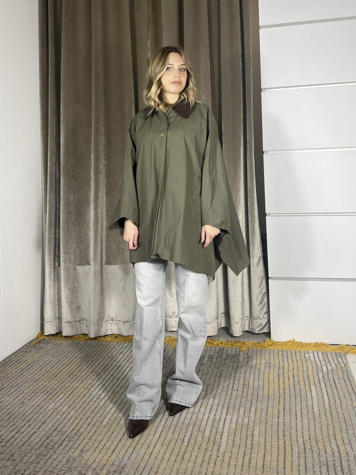 cappa verde con colletto in velluto moro TAB0018VERDE VICOLO