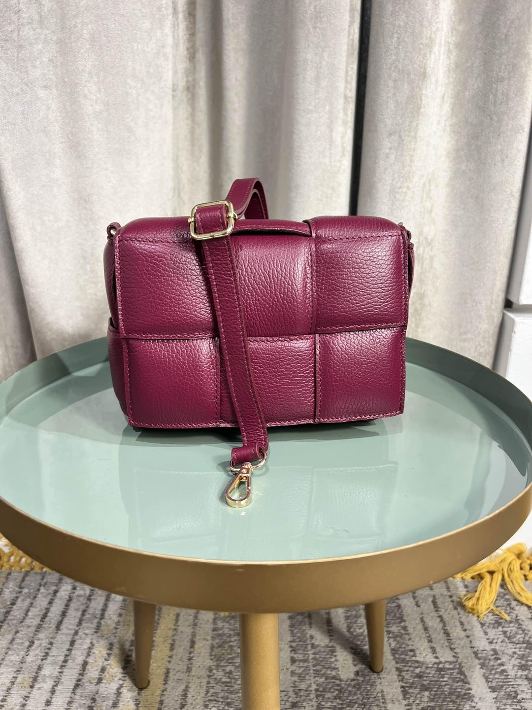 BORSA VINO A INTRECCIO IN PELLE CON TRACOLLA 264130VINO FEMME CAFE SELECTION