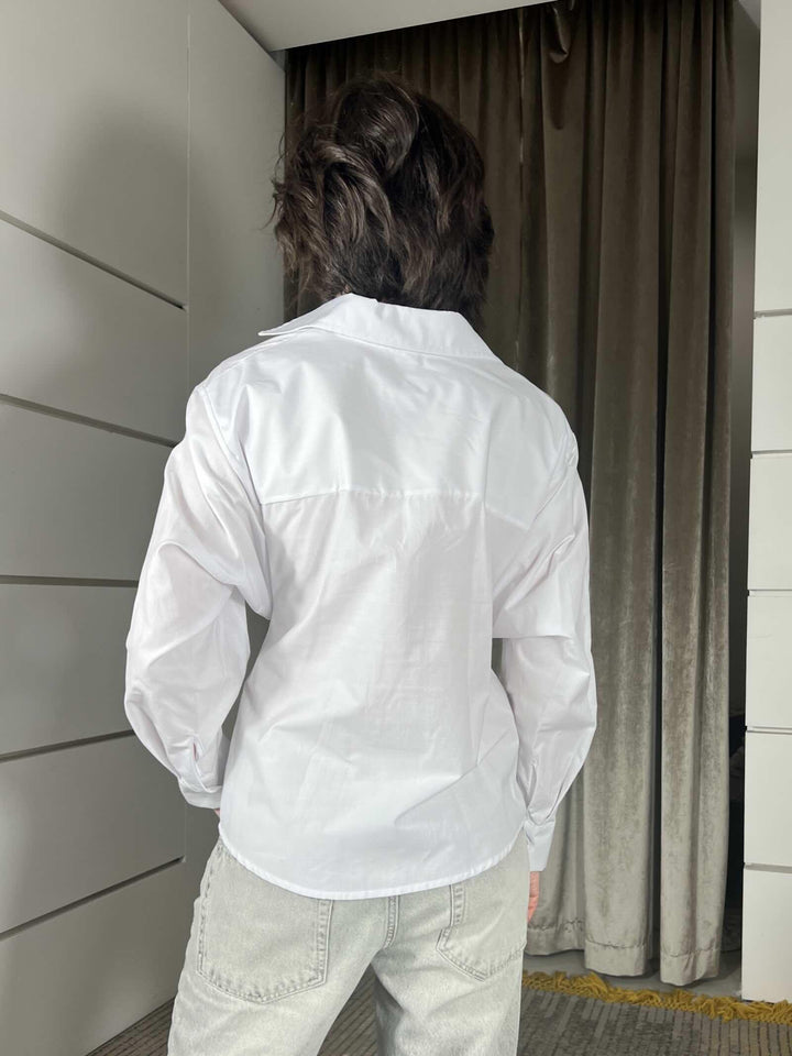 camicia bianca con nodo davanti PE260046BIANCO TENSIONE IN