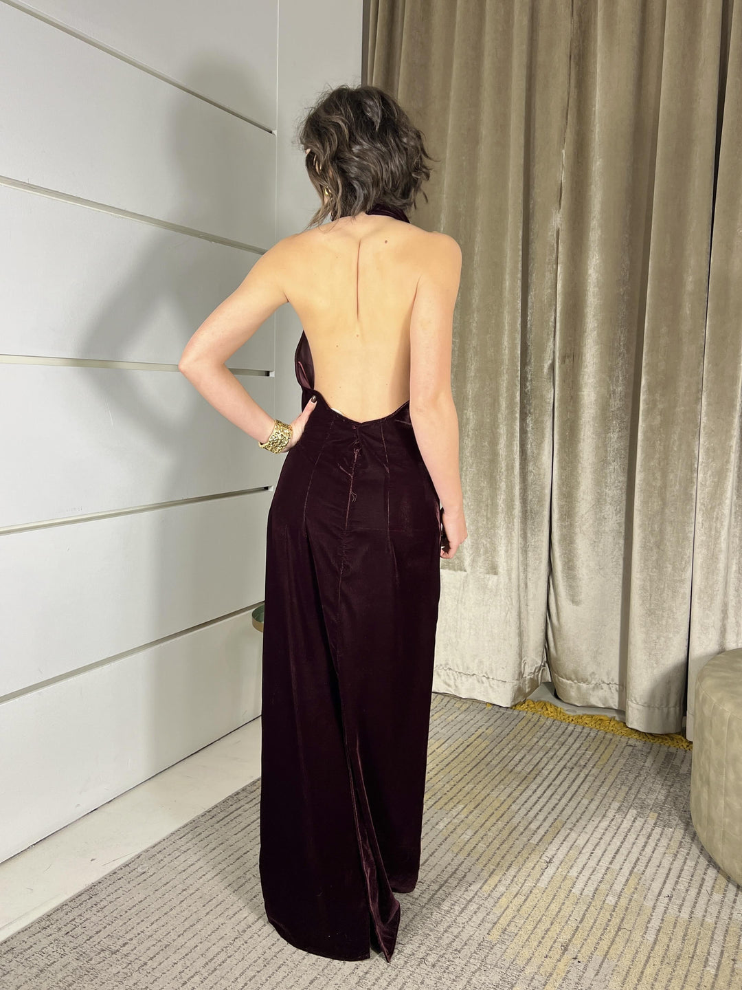 abito lungo con scheina nuda in ciniglia bordeaux TF0969BORDEAUX VICOLO