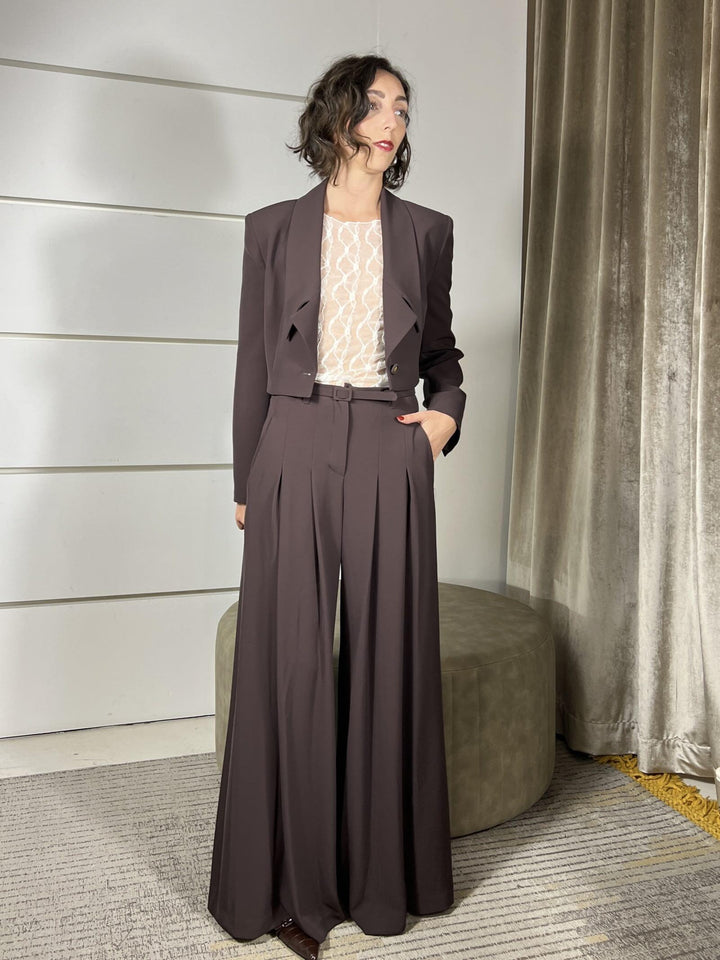 pantalone ampio con cinta e pinces moro P3ZQKHX1880 IMPERIAL