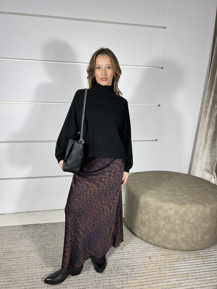 maglia collo alto con coste over, in viscosa nero 77063FNERO VICOLO