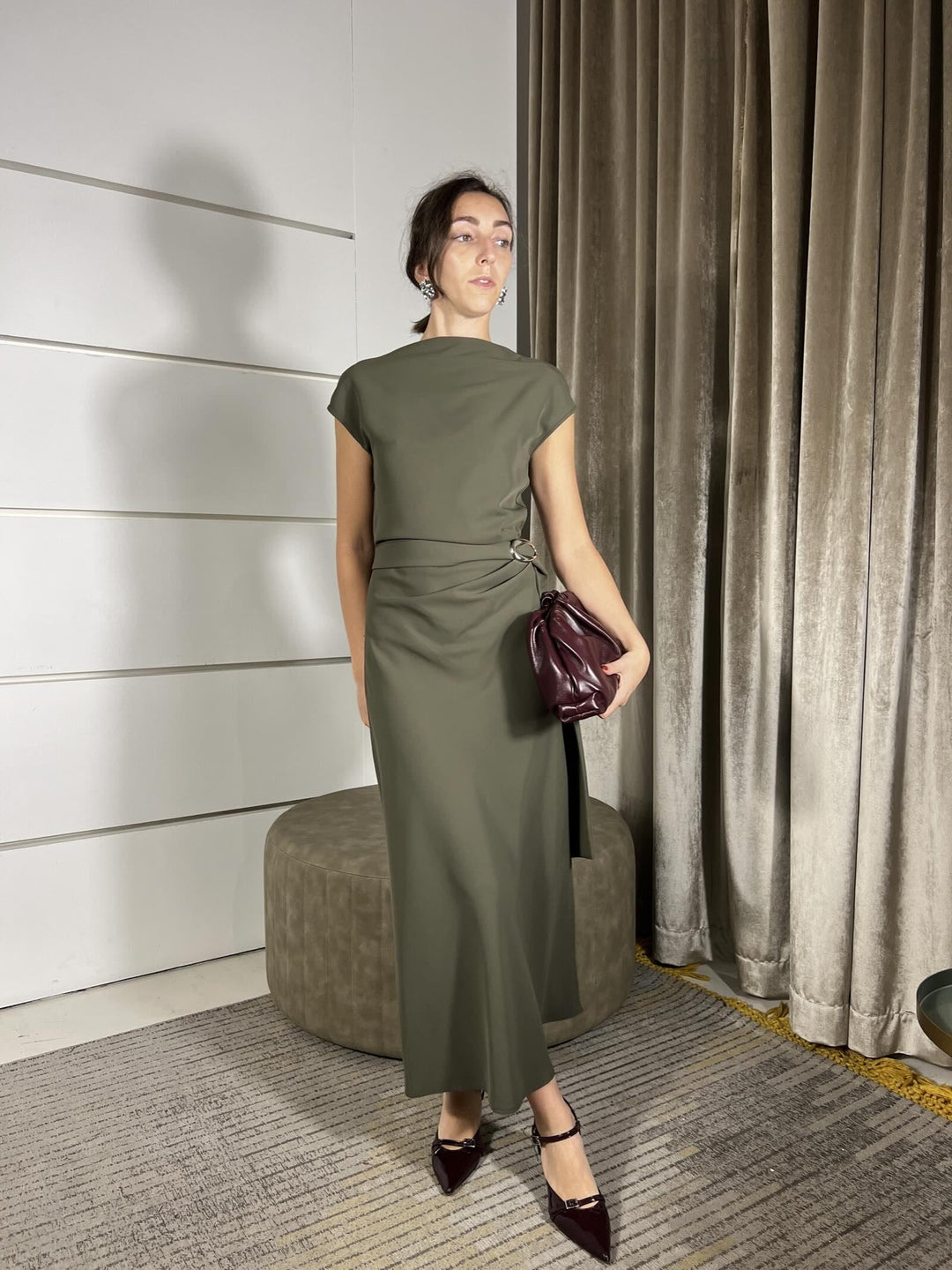 abito lungo militare con arricciatura AFSTKER1765 IMPERIAL