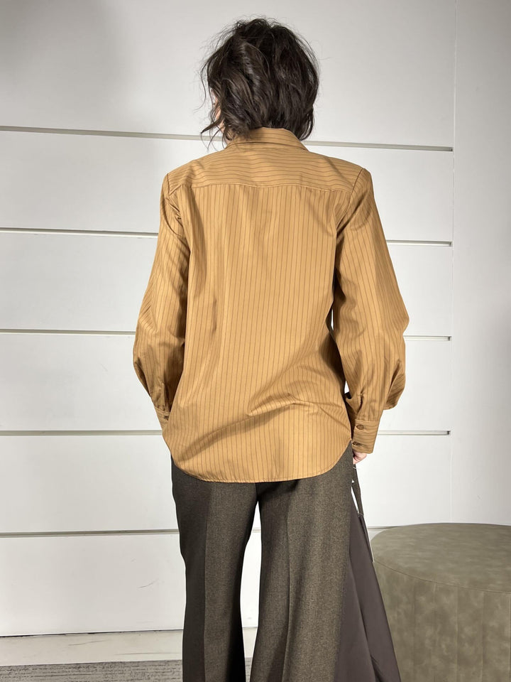 camicia con spallina, rigata moro W25C719MORO TENSIONE IN