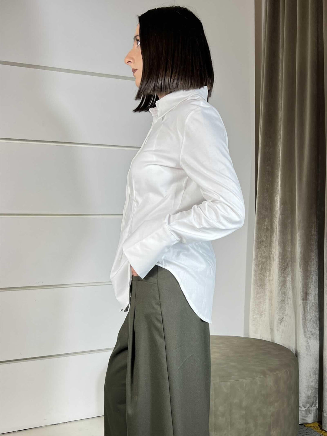 CAMICIA BIANCA SFIANCATA W25C959BIANCO TENSIONE IN