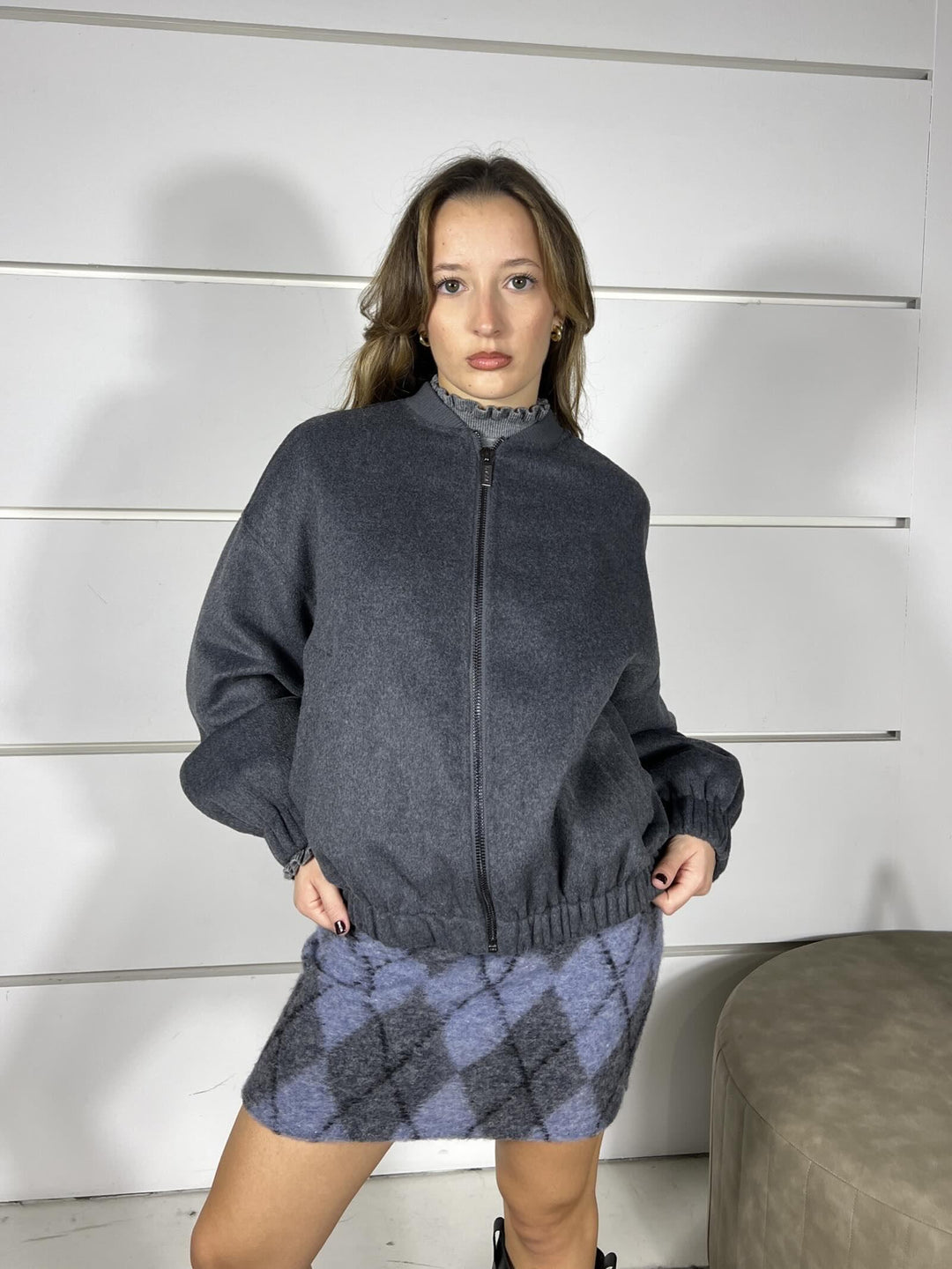 cappotto bomber 50 lana grigio hand made TF0076GRIGIO VICOLO