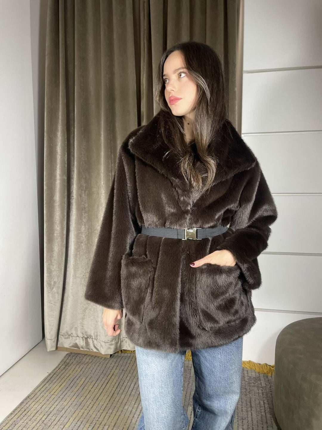 PELLICCIA CON CINTURA SAVO3909 CARLA G