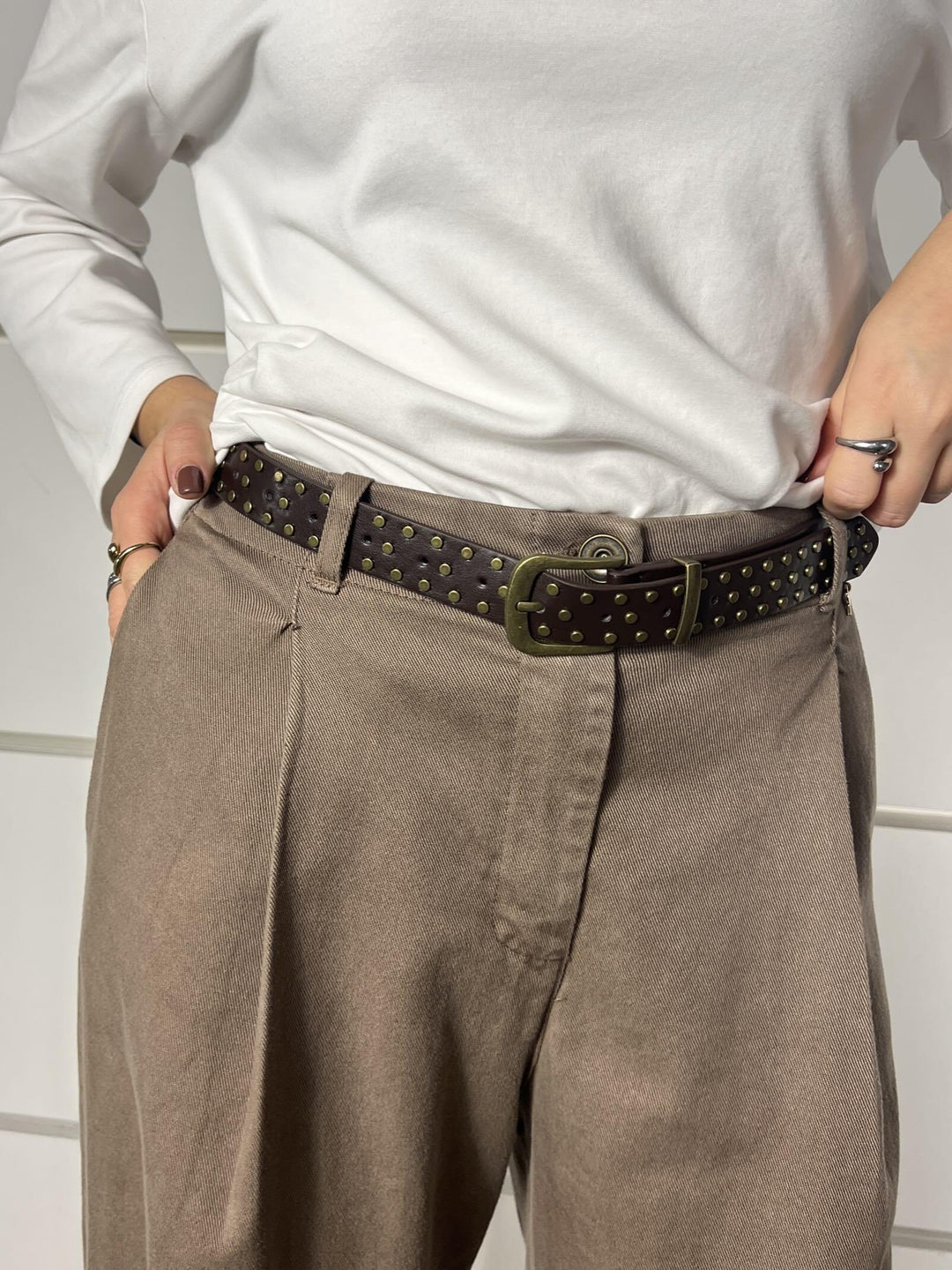 PANTALONE CON POLSINO NEL FONDO CASTAGNO R01L0852CASTAGNO PHILIA LOFT