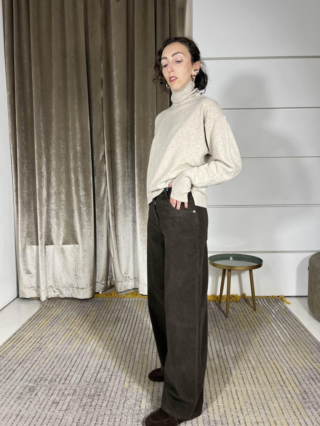 pantalone bella in velluto moro PLS-P238MORO HAVE ONE