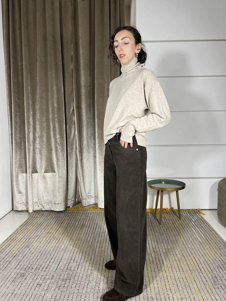 pantalone bella in velluto moro PLS-P238MORO HAVE ONE