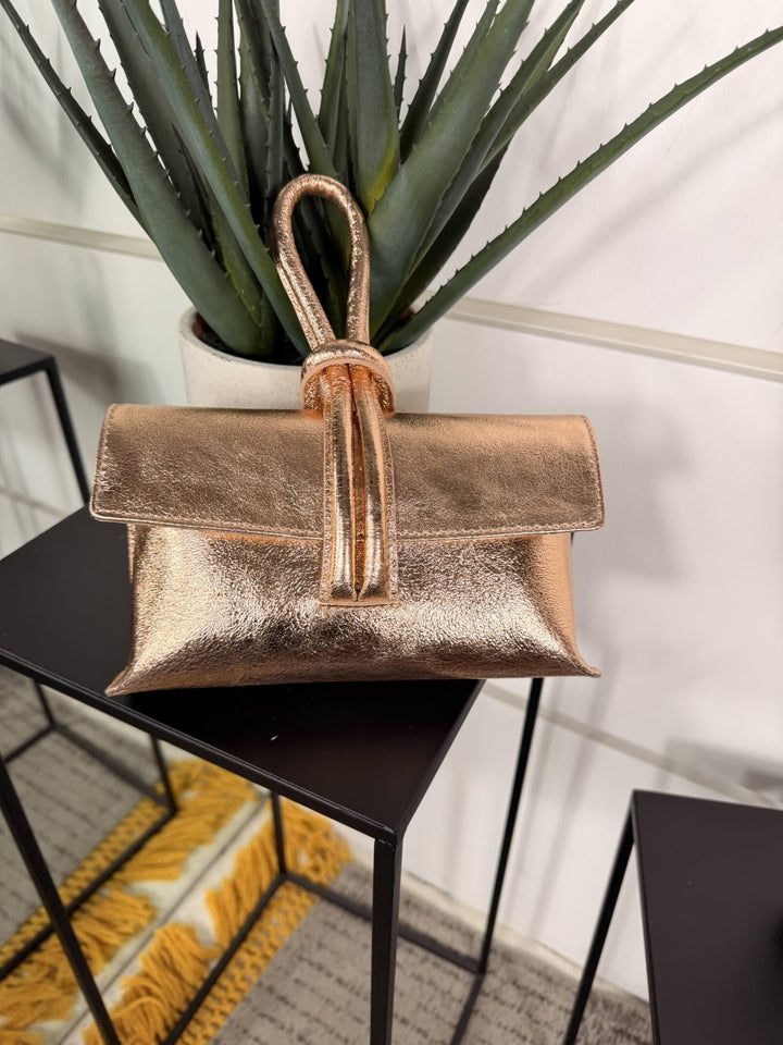 borsa in pelle con nodo e con tracolla regolabile oro rosa DO-B0131ORO ROSA FEMME CAFE SELECTION
