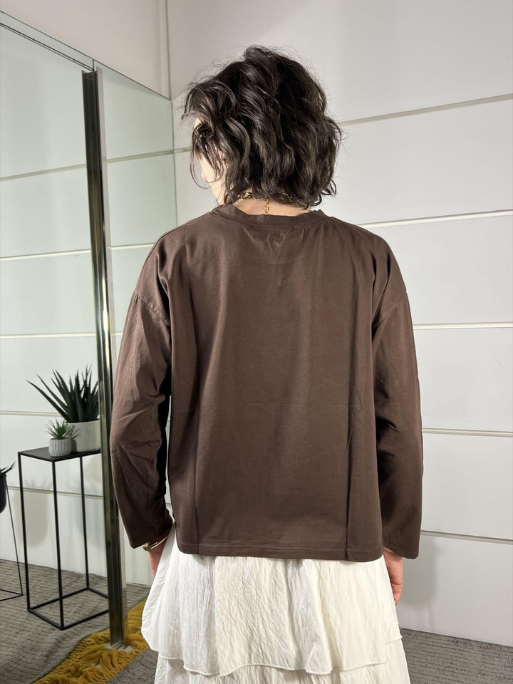 maglia scatola paricollo manica luga moro MJS-Q018MORO HAVE ONE