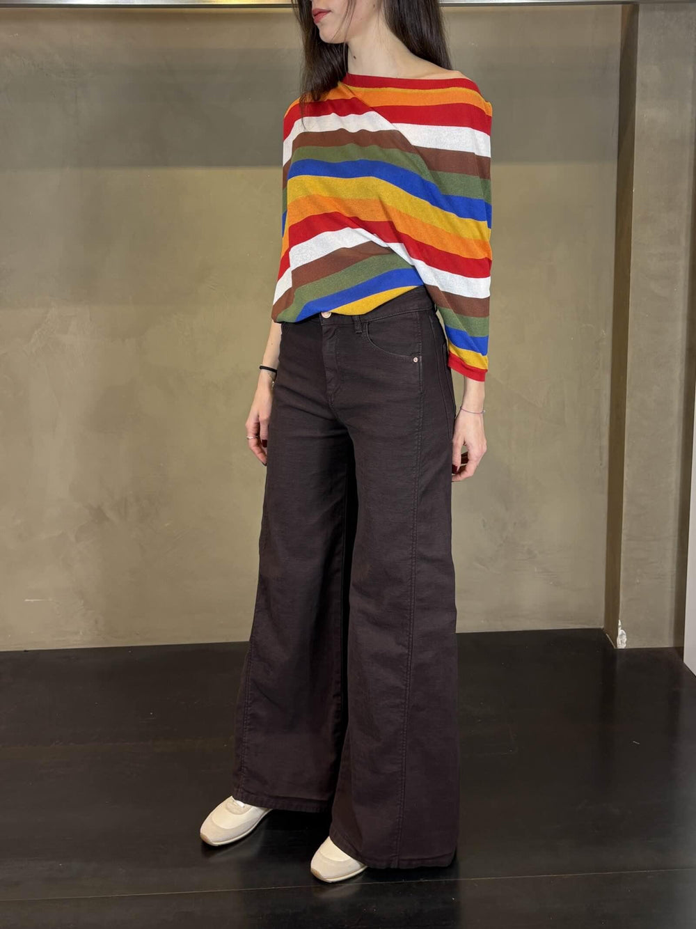 jeans palazzo caffè PILE4509 CARLA G. JEANS
