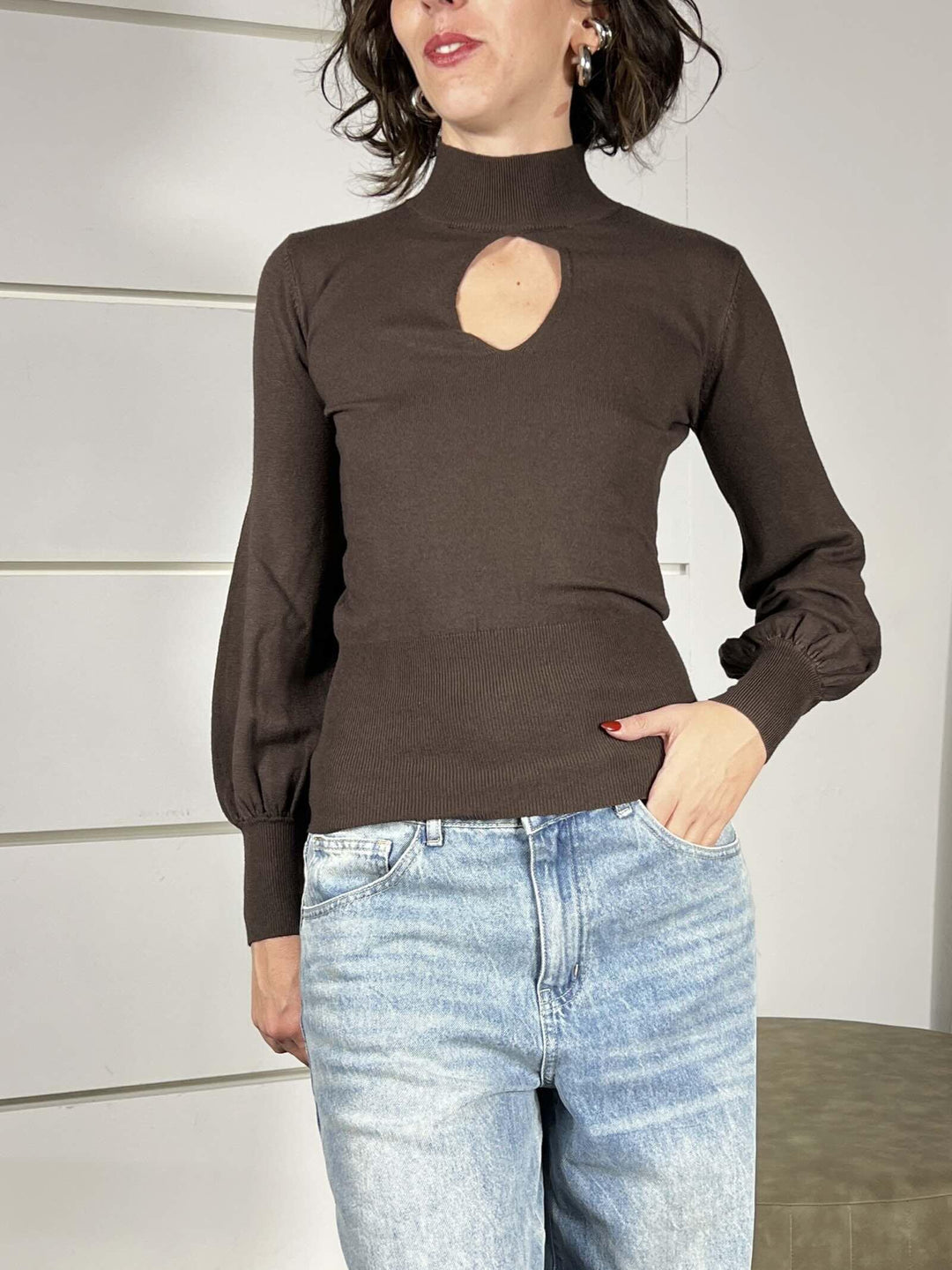 maglia a  lupetto con goccia moro 250911MORO SUSY MIX