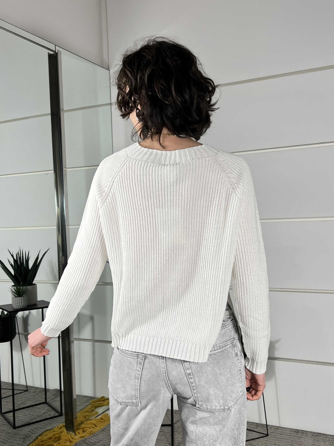 maglia manica lunga punto pannocchia in cotone avorio 61041AVORIO SUSY MIX