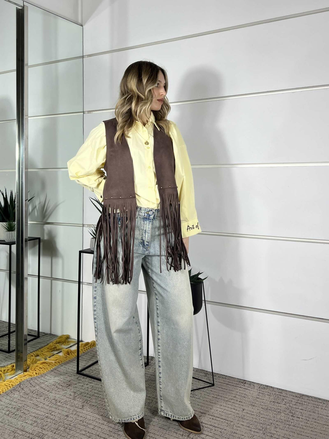 camicia over a righe in cotone burro e moro CFW-Q178BURRO/MORO HAVE ONE
