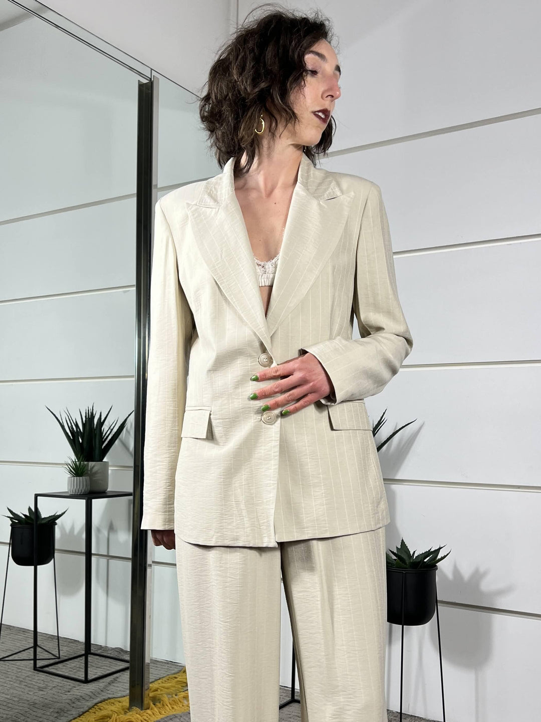 giacca gessta beige in viscosa SMXJ0055BEIGE SUSY MIX