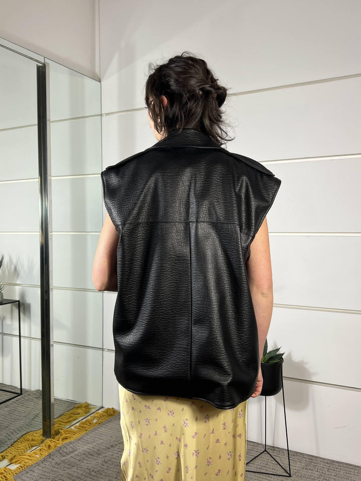 gilet ecopelle nero S26M625NERO SUSY MIX
