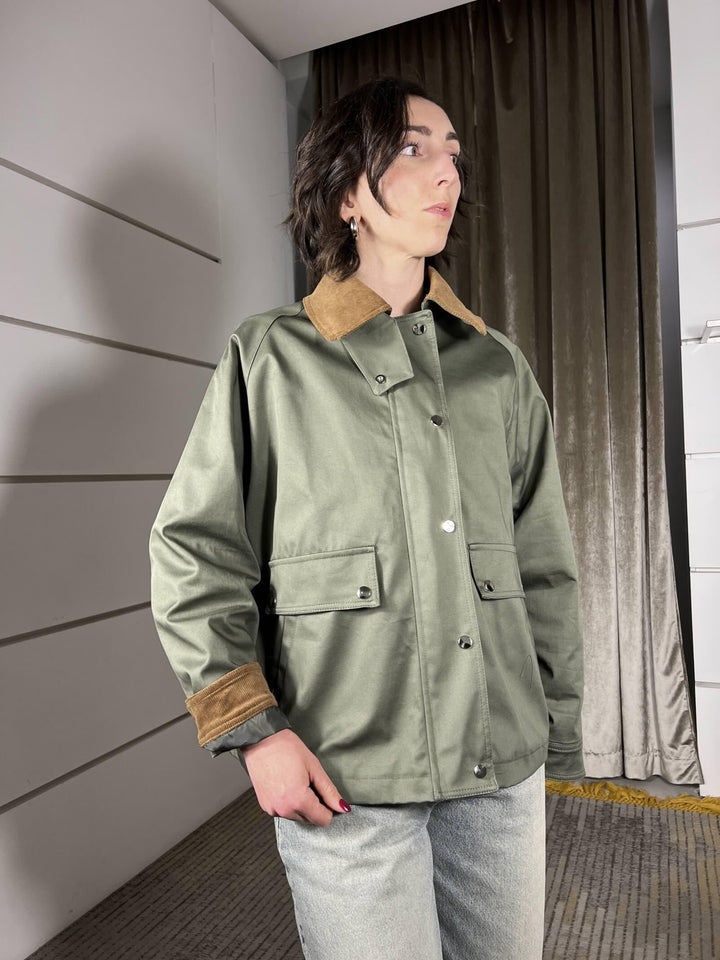 giacca imilitare con colletto e polsini in velluto JNO-Q051MILITARE HAVE ONE