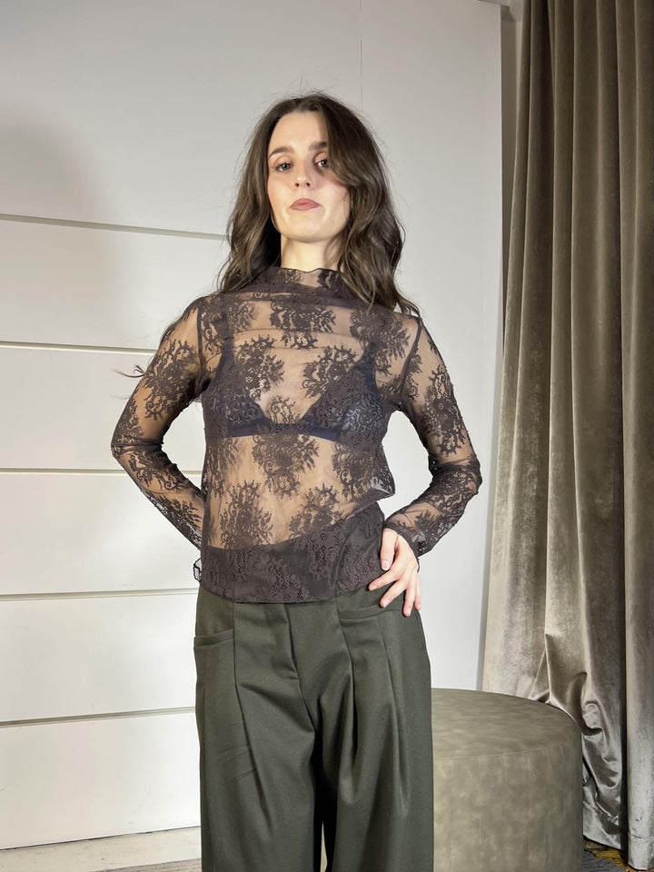 maglia in pizzo con colletto moro MMA-P138MORO HAVE ONE