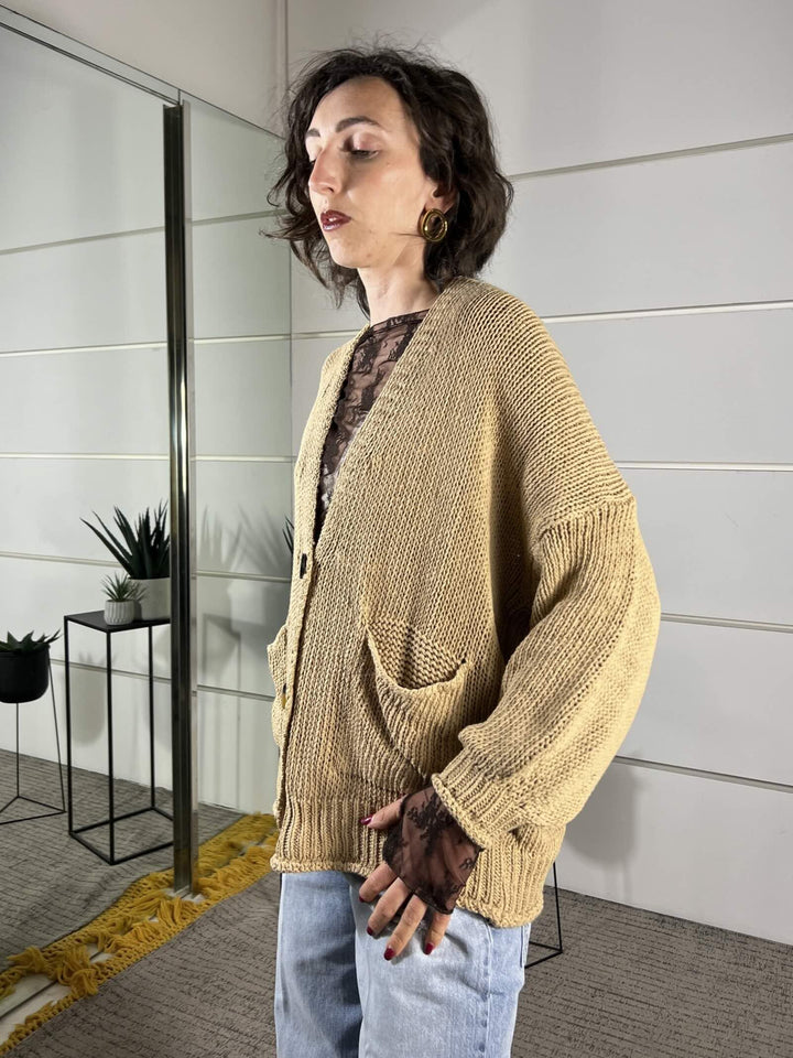 cardigan over, scollo a v cammello 3AB3015CAMMELLO VICOLO
