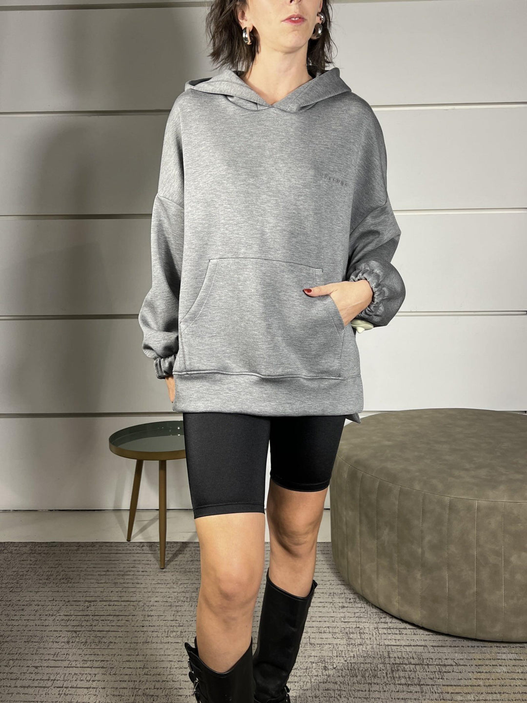 felpa con cappuccio grigia FDY-P020GRIGIO HAVE ONE