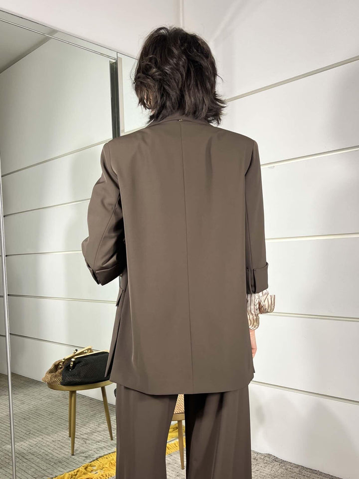 giacca doppiopetto moro con spacchi a lato e manica a 3/4 M02N0018MORO PHILIA LOFT