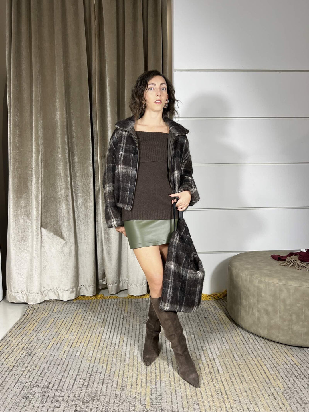 BORSA CHECK MORO IN LANA D01E0904MORO PHILIA LOFT