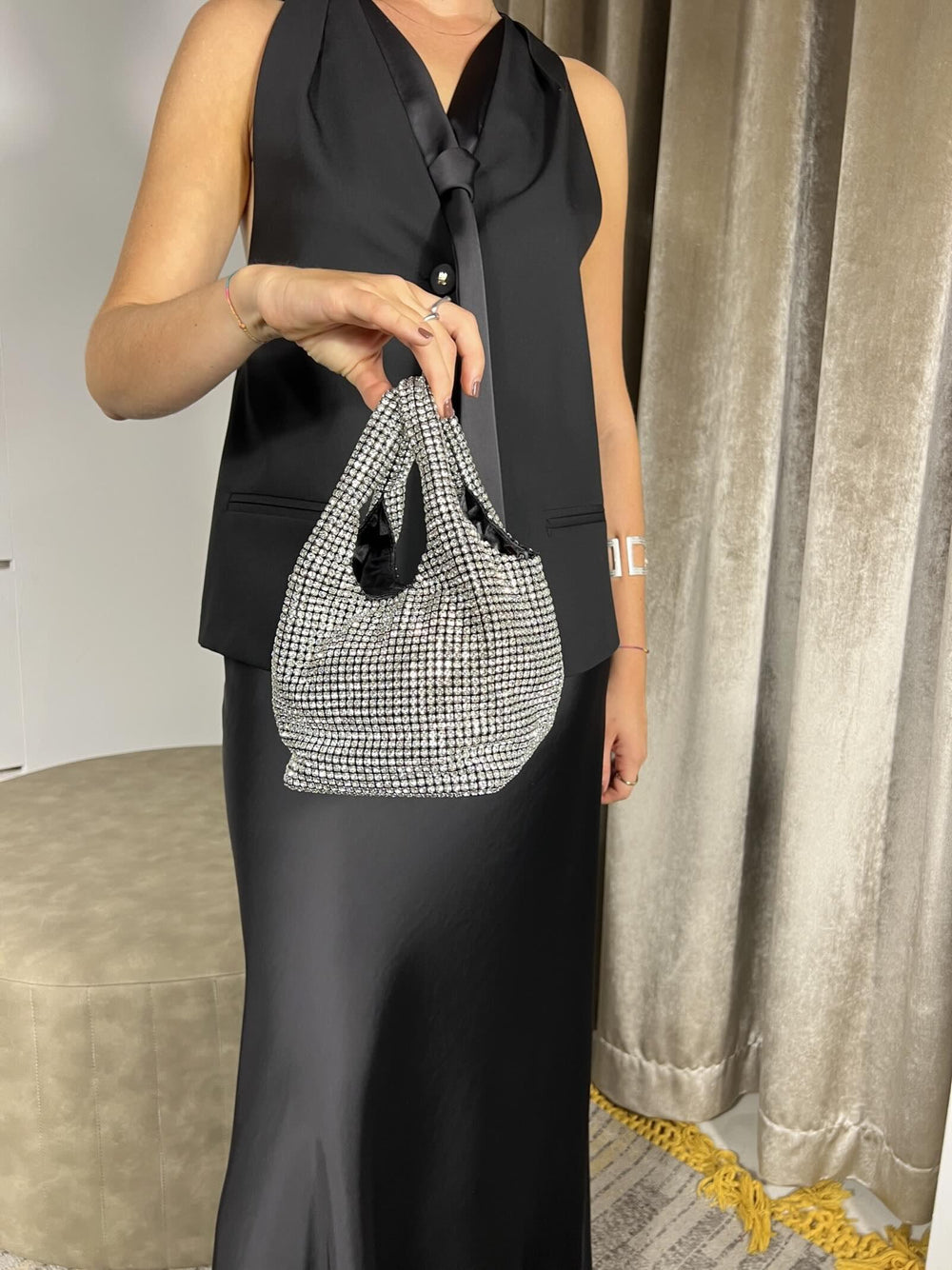 MINI SHOPPER CON STRASS ARGENTO B835ZUMA026ARGENTO MANILA GRACE