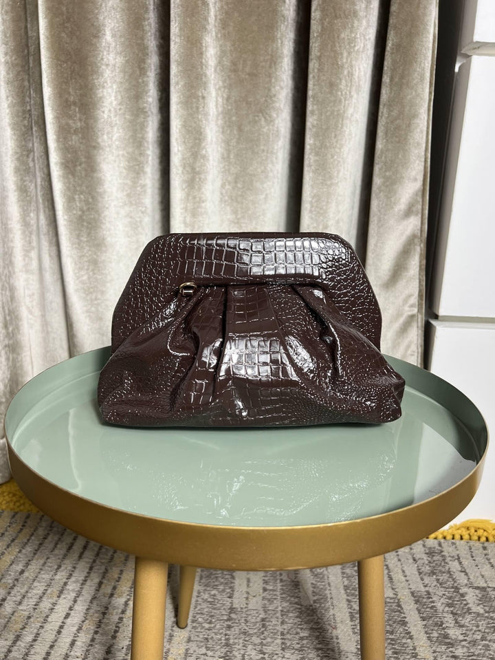 BORSA CLUTCH MARRONE IN ECOPELLE COCCO PRR0914COFEE FEMME CAFE SELECTION