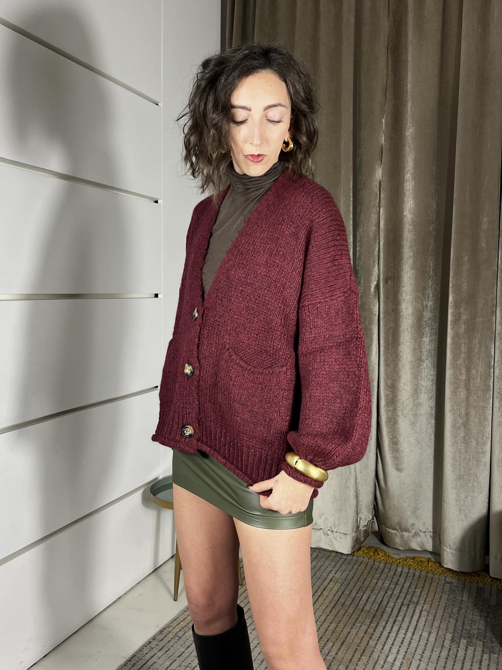 cardigan over 3 bottoni 62%pc 18%pl 8%wo 8%vi 4%wp JIT-P020VINO HAVE ONE