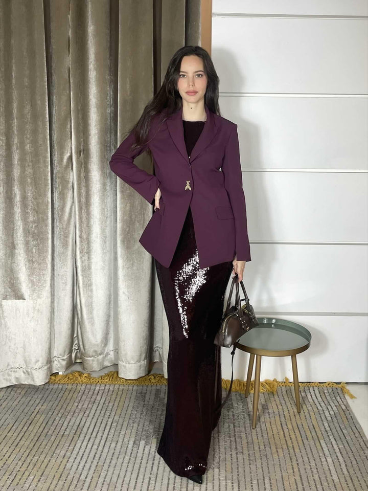 abito lungo in paillettes bordeaux 8A1567J326M549 PATRIZIA PEPE PREVIEW