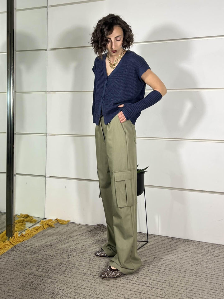 pantalone con tasconi a palazzo militare PMI-Q021MILITARE HAVE ONE
