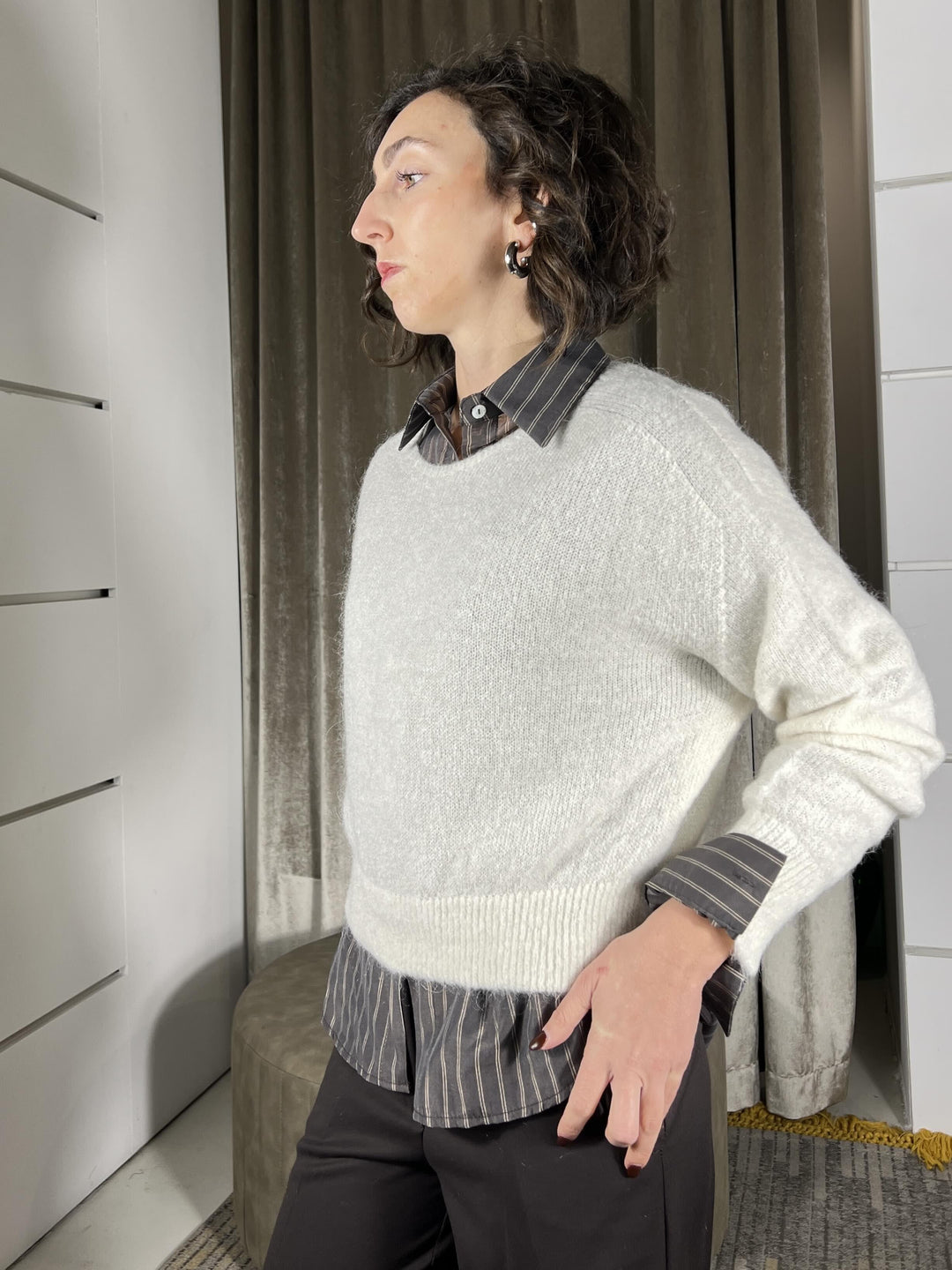 maglione crop in misto mohair crema DM114AI25CREMA TENSIONE IN