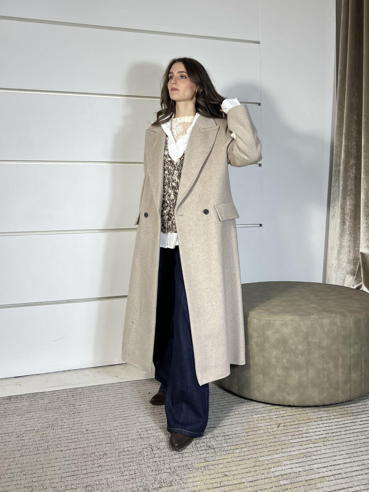 CAPPOTTO TORTORA CHIARO CON SPALLINA 50% LANA HAND MADE TF0009TORTORA CHIARO VICOLO