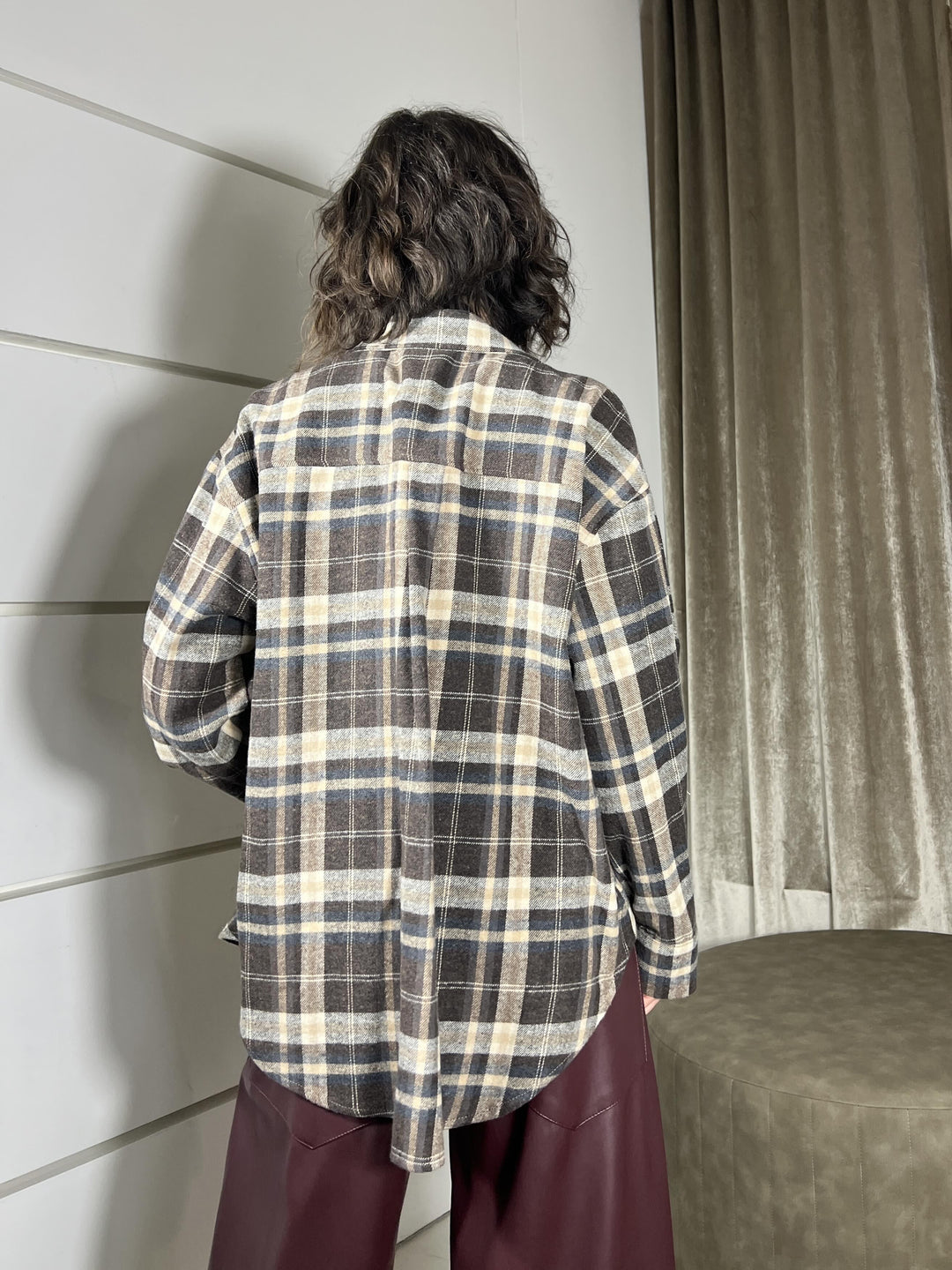 camicia a quadri over blu 48981BLU SUSY MIX