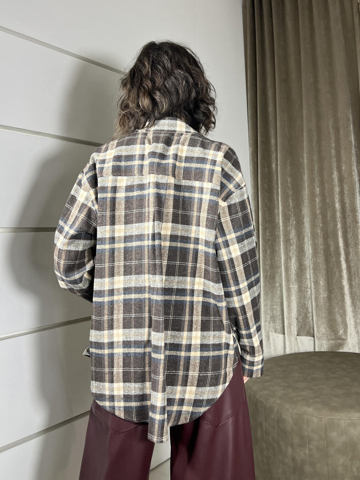 camicia a quadri over blu 48981BLU SUSY MIX