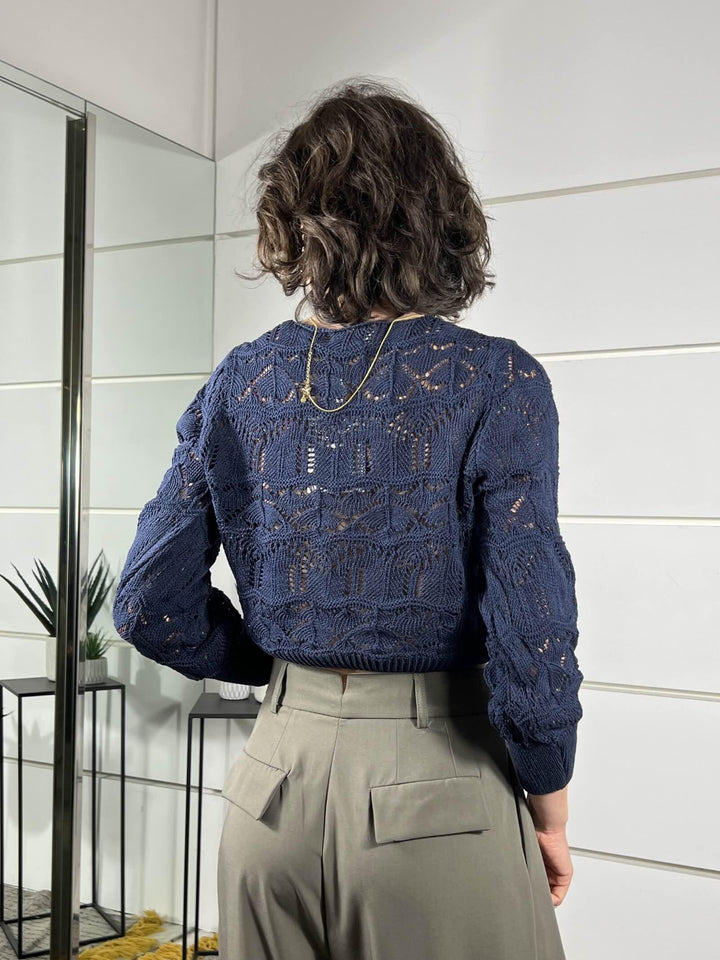 cardigan crop scollo a v blu 26217BLU SUSY MIX