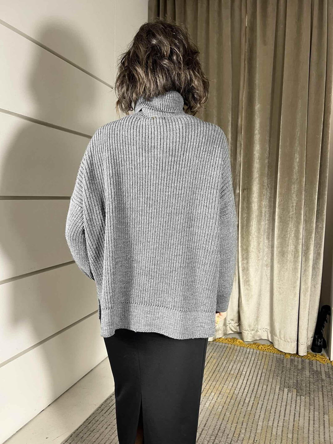 maglione collo alto over grigio in misto lana e alpaca S01Y0953GRIGIO PHILIA LOFT