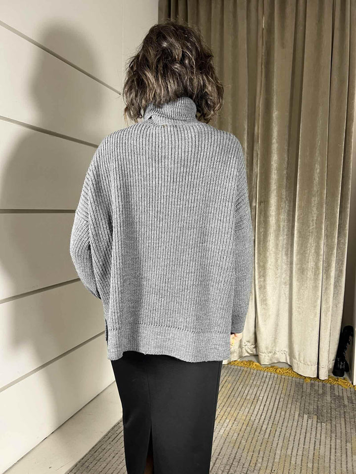 maglione collo alto over grigio in misto lana e alpaca S01Y0953GRIGIO PHILIA LOFT