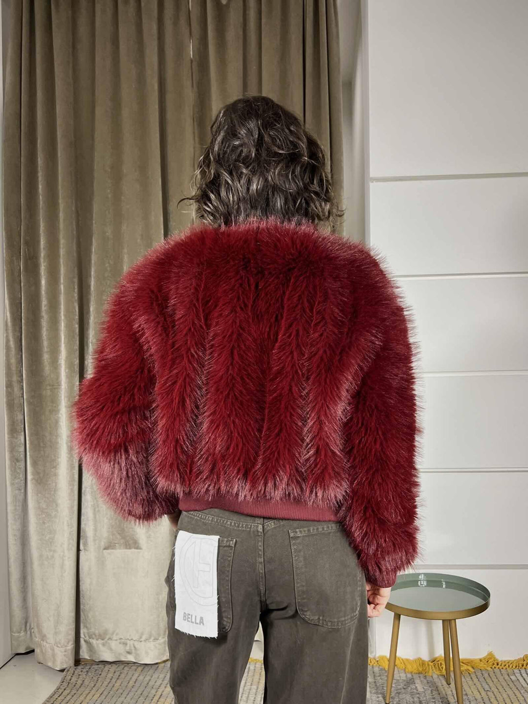 ecopelliccia corta a bomber bordeaux KDY-P037BORDEAUX HAVE ONE